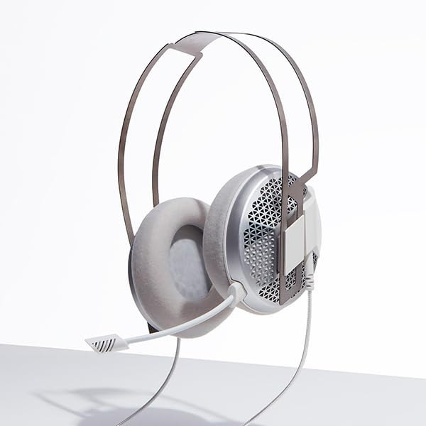 Open-Back Wired Gaming Headset with Detachable Microphone, Silver