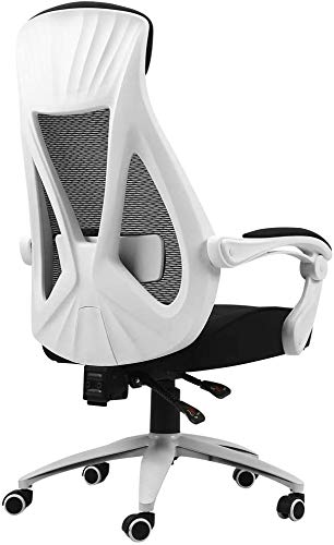 Ergonomic High-Back Gaming Chair with Footrest, White