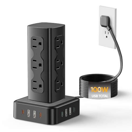 100W/160W Charging Station with 12 AC Outlets & 8 USB Ports