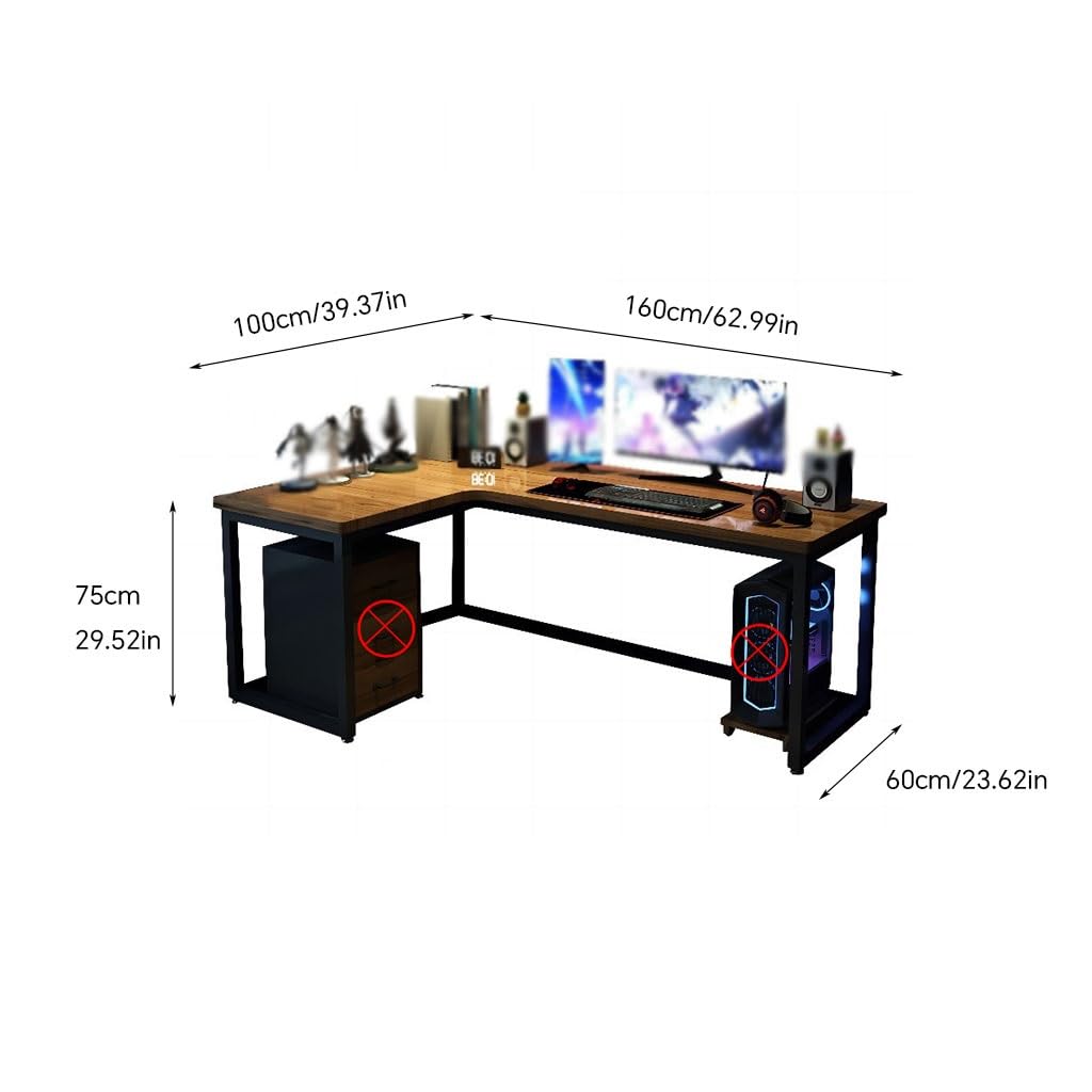 Solid Wood L-Shaped Corner Gaming Desk
