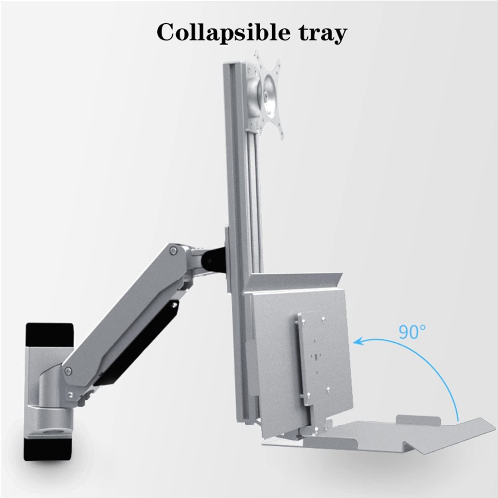 Heavy-Duty Wall-Mounted Monitor Arm with Keyboard Tray