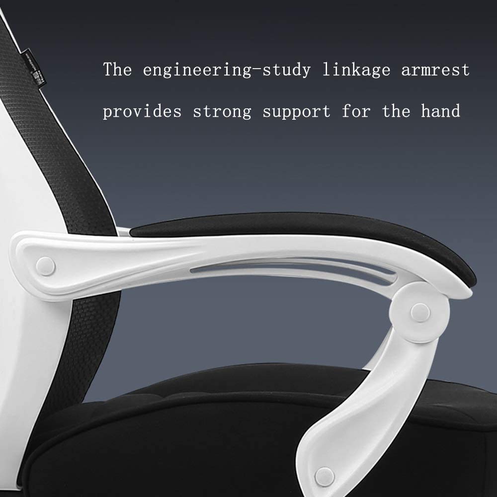Ergonomic High-Back Gaming Chair with Footrest, White