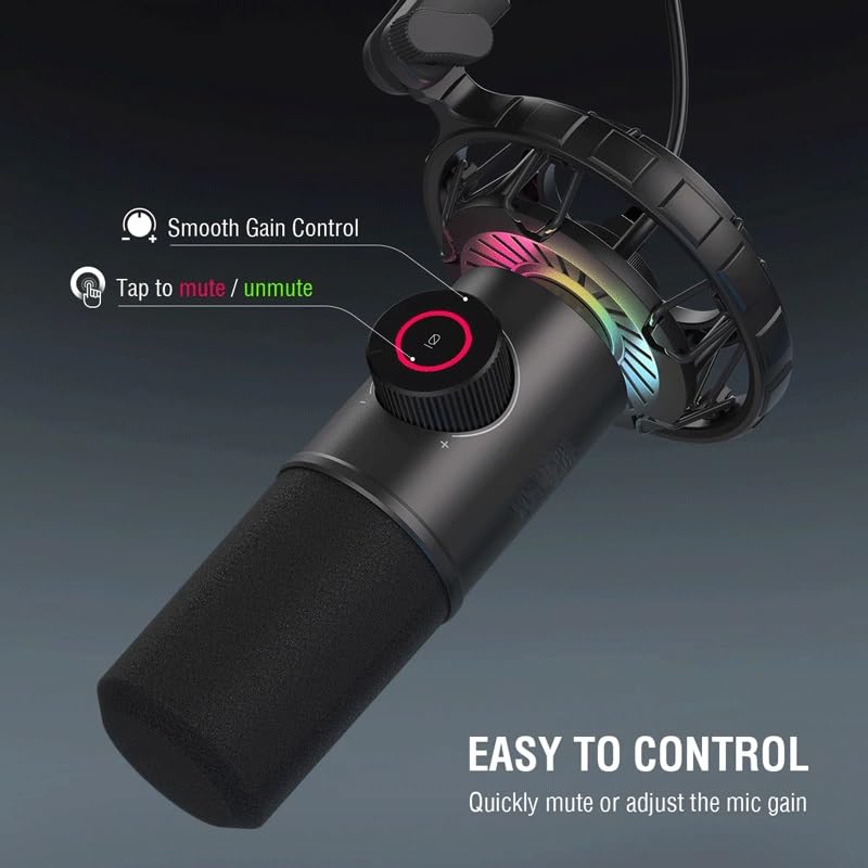 RGB Dynamic Gaming Microphone with Tap-to-Mute