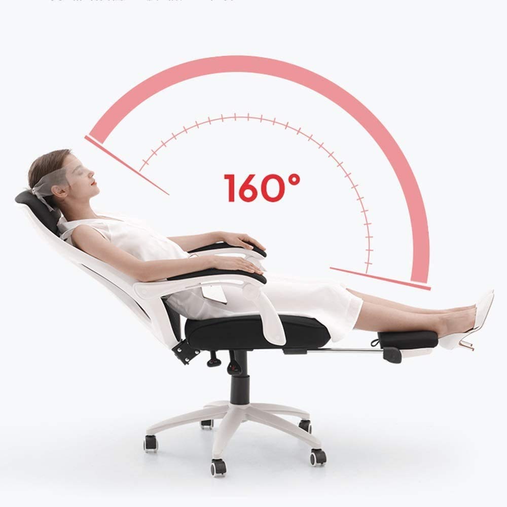 Ergonomic High-Back Gaming Chair with Footrest, White