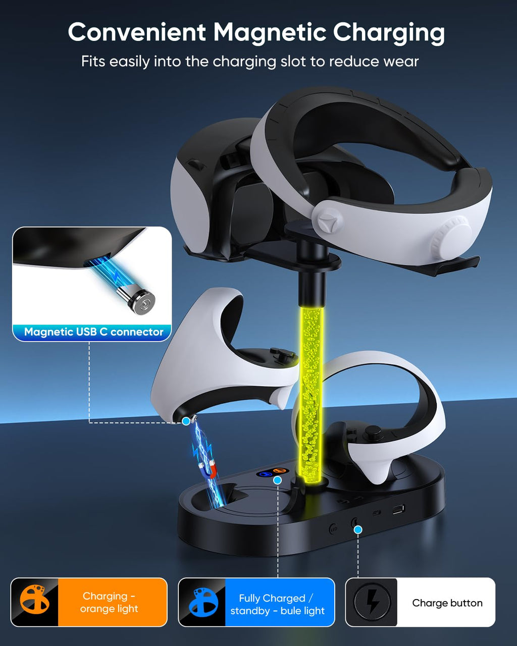 FASTSNAIL RGB Charging Stand & Storage Station for PlayStation VR2