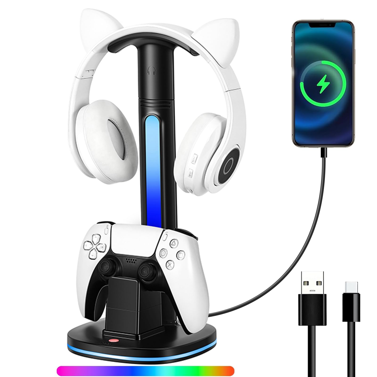 Headphone Stand with Controller Charger