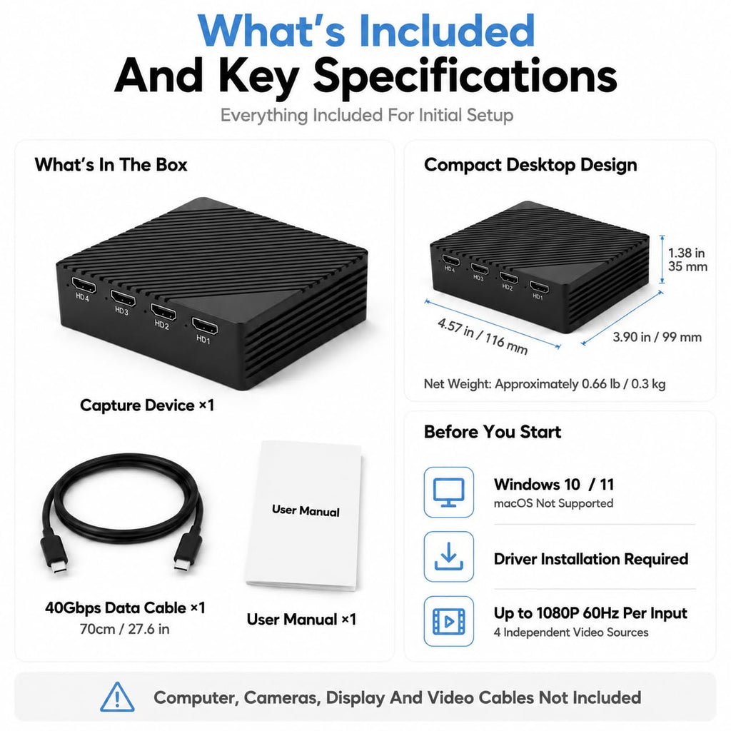 4-Channel 1080p60 Thunderbolt & USB4 Capture Card