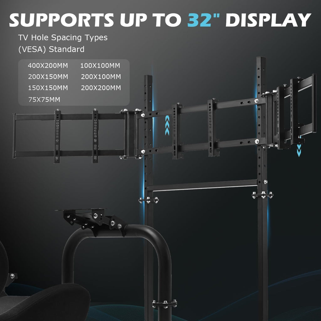 Sim Racing Cockpit with Triple Monitor Mount & Seat