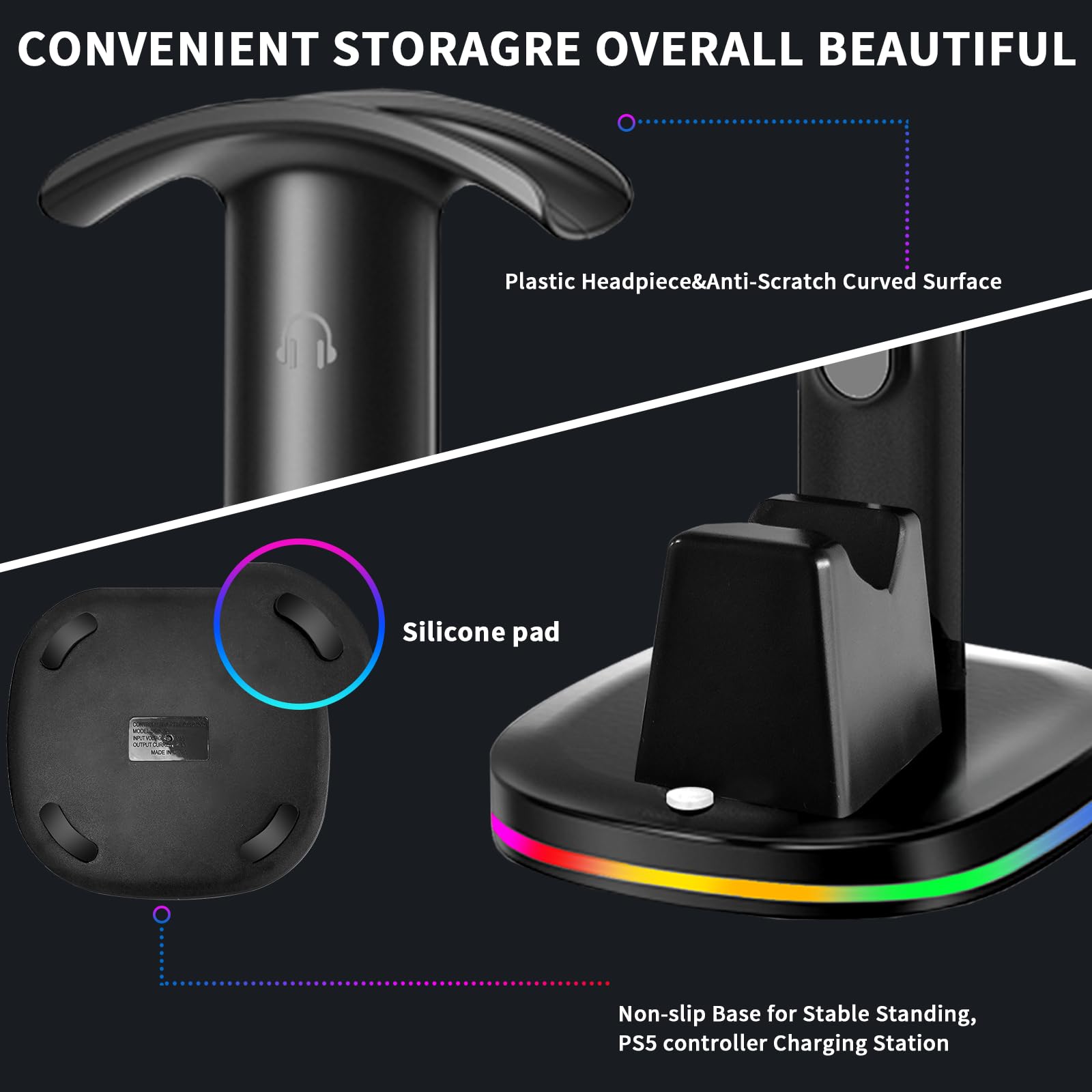 Headphone Stand with Controller Charger