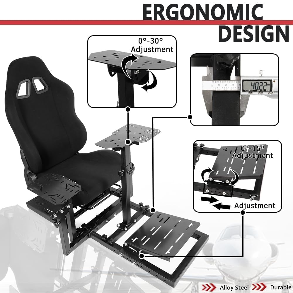 Racing & Flight Simulator Cockpit with Black Seat