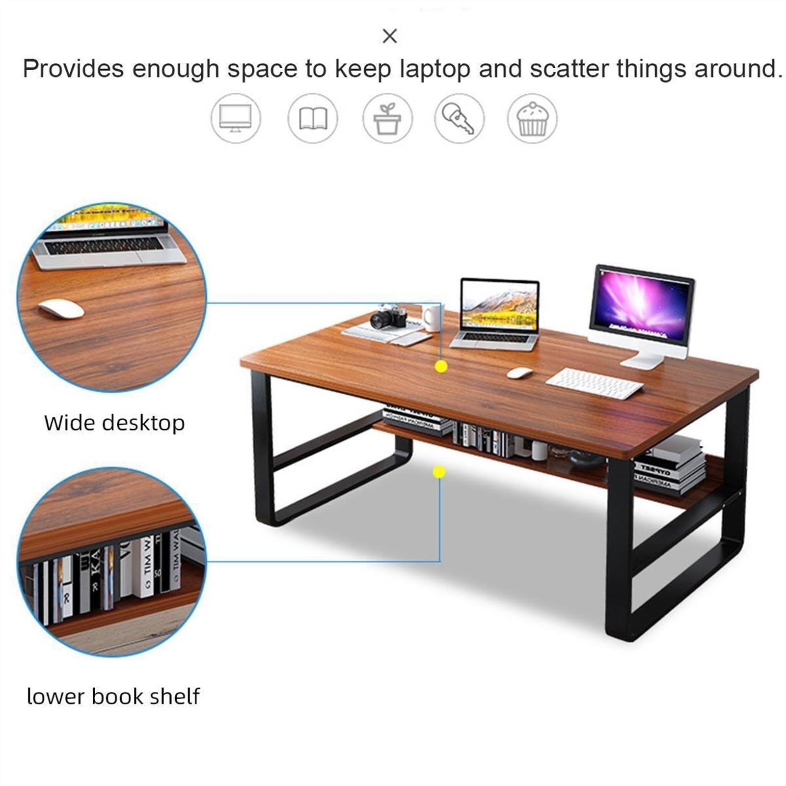Corner Computer Desk with Storage Rack
