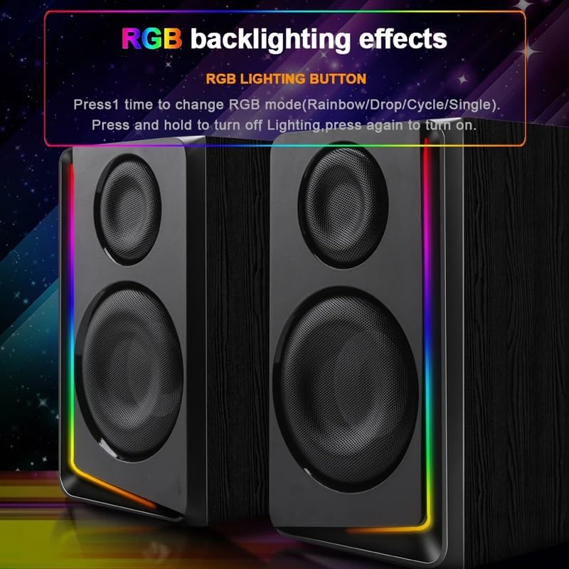 RGB 2.0 Gaming Speakers with 3.5mm AUX