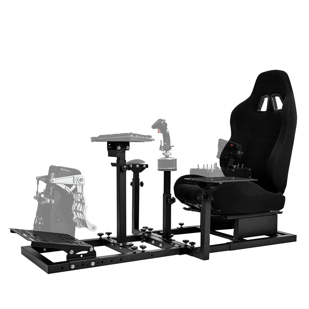 Racing & Flight Simulator Cockpit with Black Seat