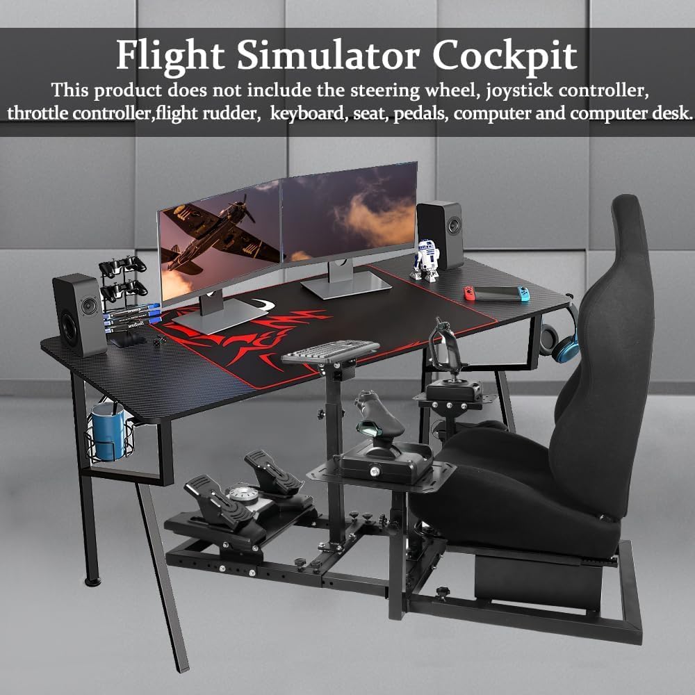 Racing & Flight Simulator Cockpit with Black Seat