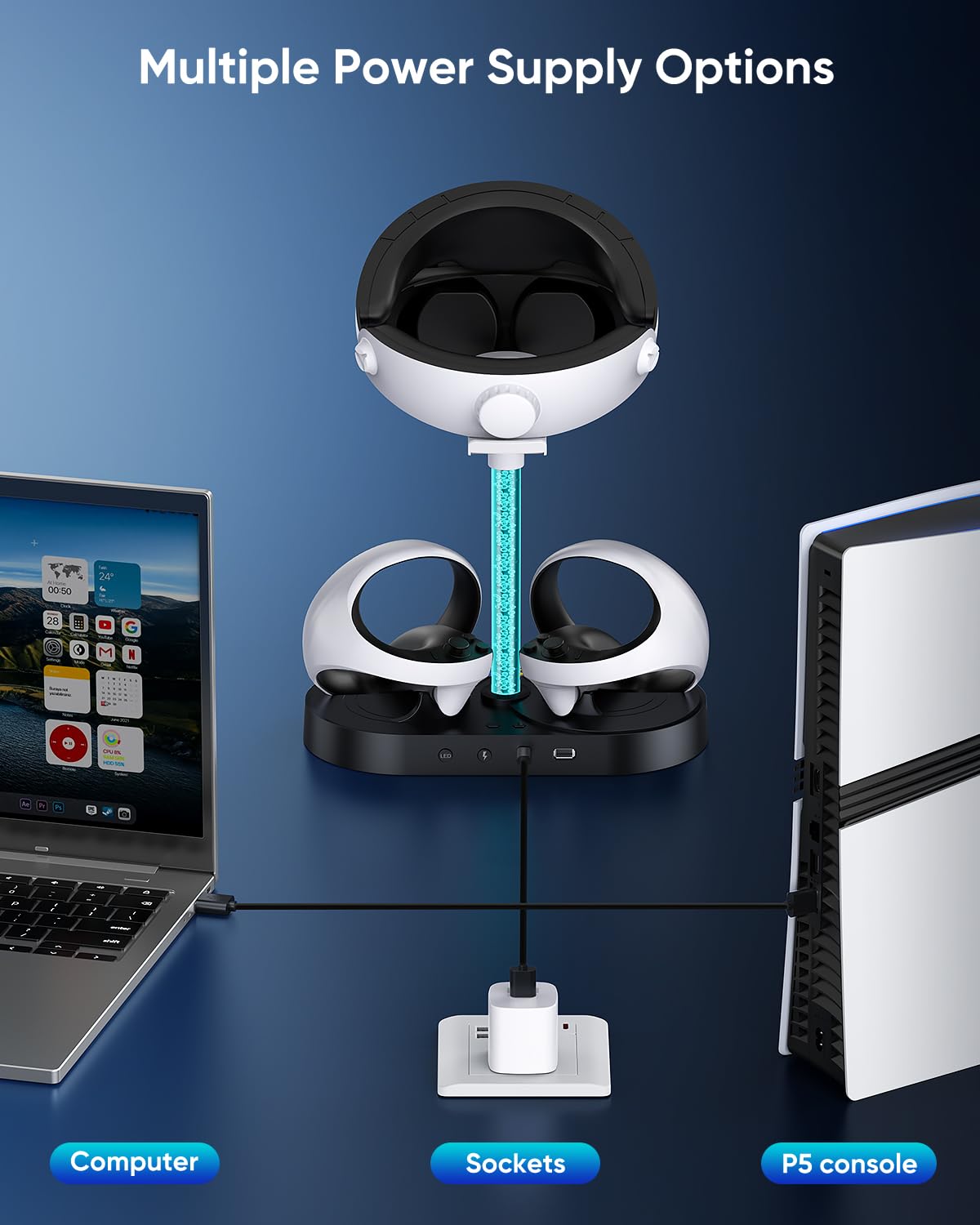 FASTSNAIL RGB Charging Stand & Storage Station for PlayStation VR2