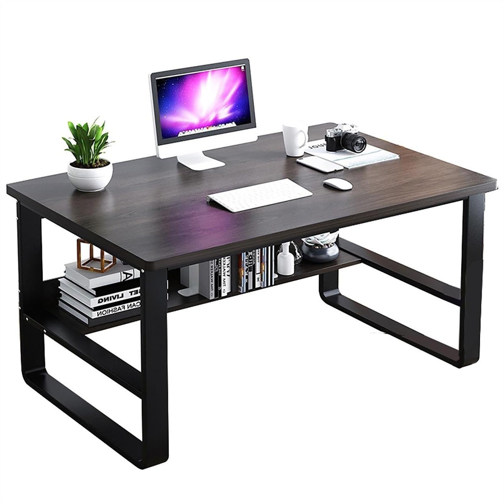 Corner Computer Desk with Storage Rack