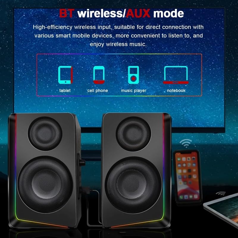 RGB 2.0 Gaming Speakers with 3.5mm AUX