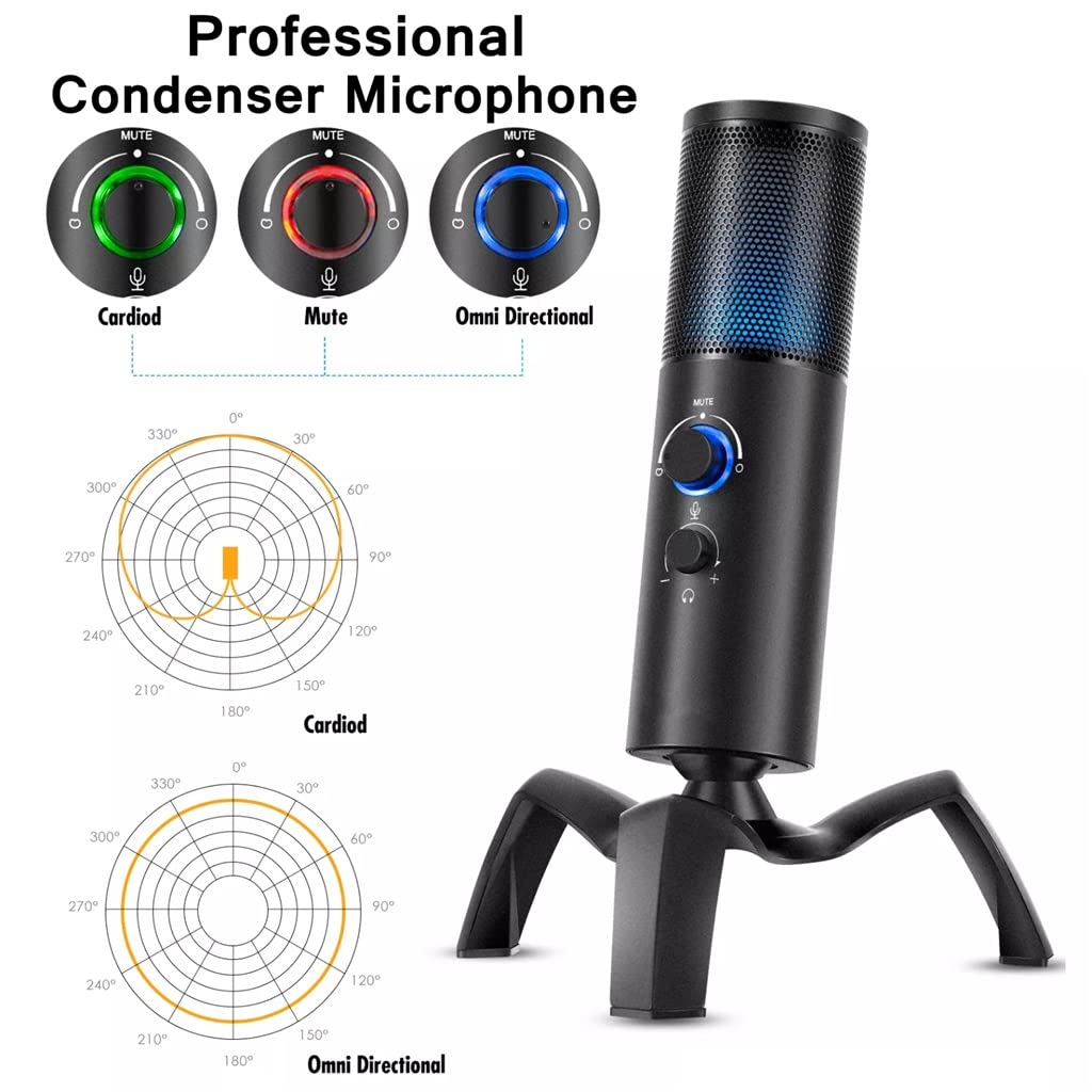 RGB USB Condenser Microphone for Gaming & Streaming