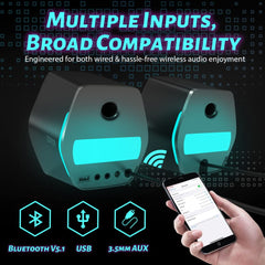32W RGB Gaming Desktop Speakers with Bluetooth