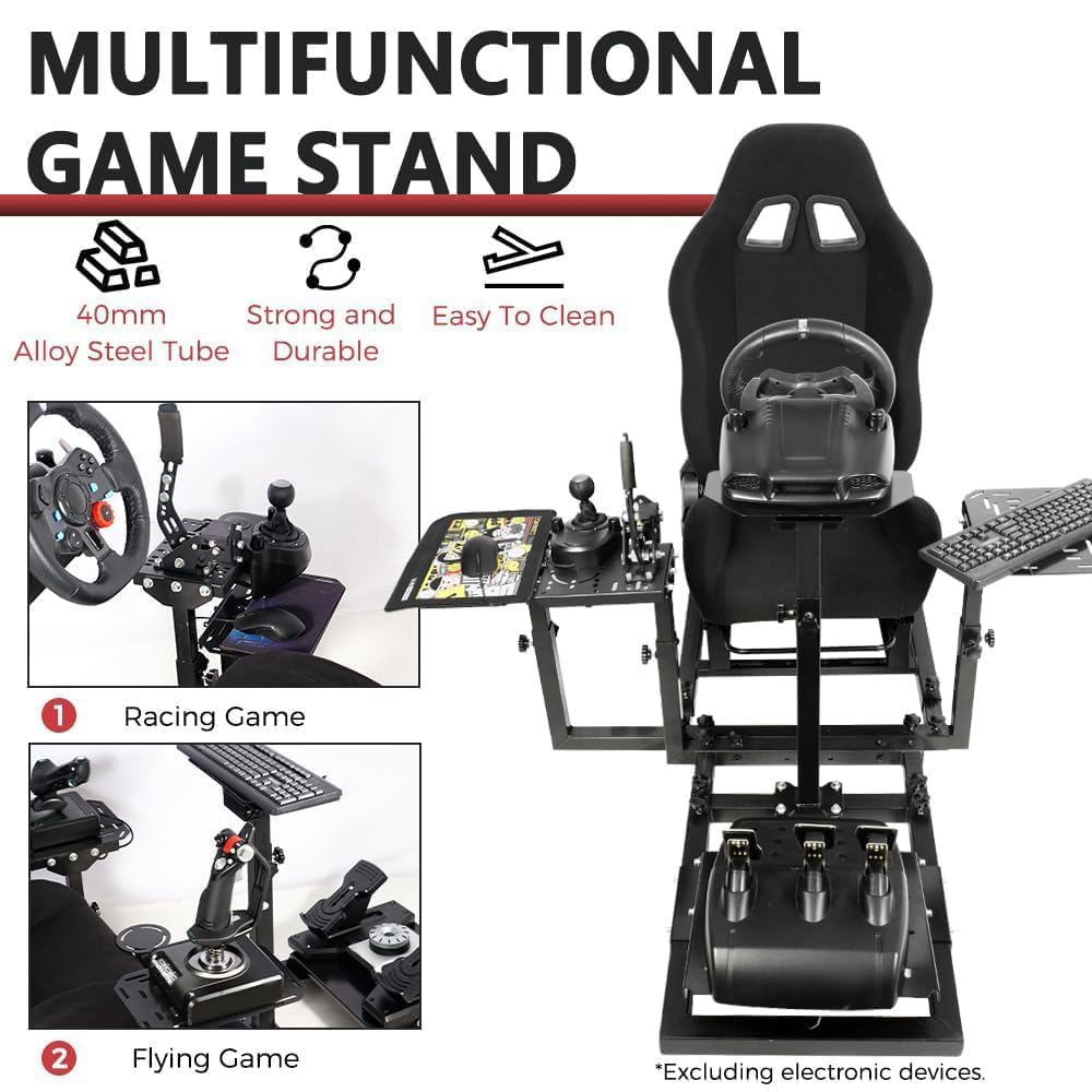 Racing & Flight Simulator Cockpit with Black Seat