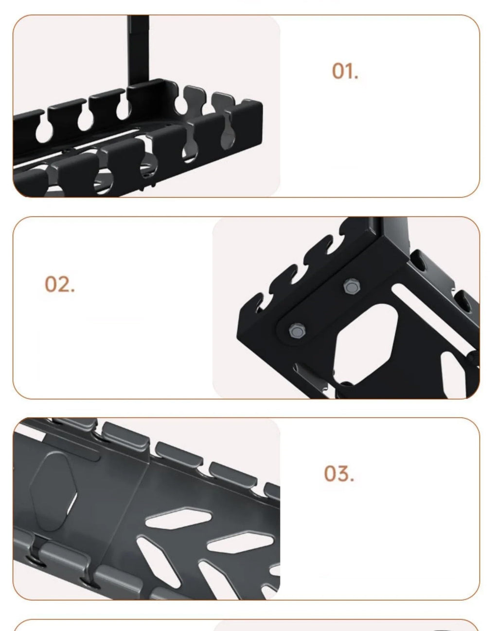 IHlapbacs Iron Under Desk Cable Management Tray