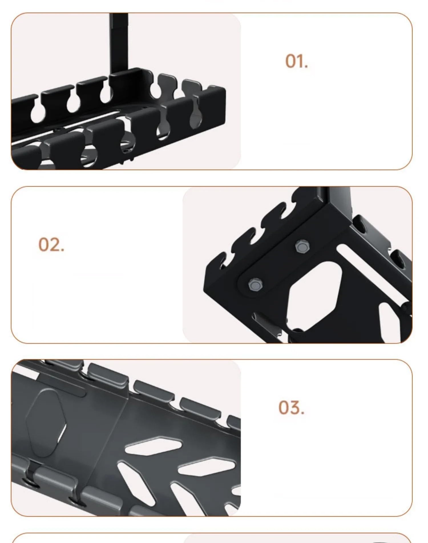 IHlapbacs Iron Under Desk Cable Management Tray