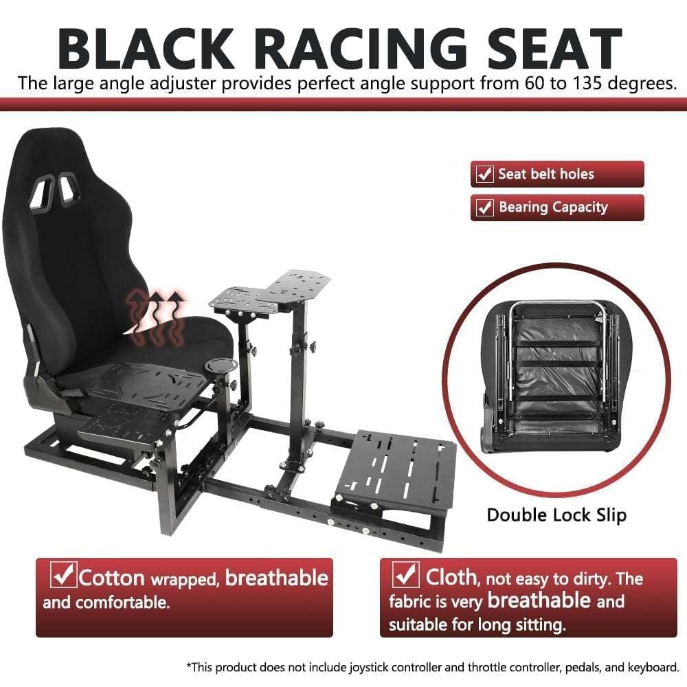 Racing & Flight Simulator Cockpit with Black Seat