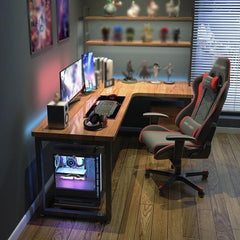 Solid Wood L-Shaped Corner Gaming Desk