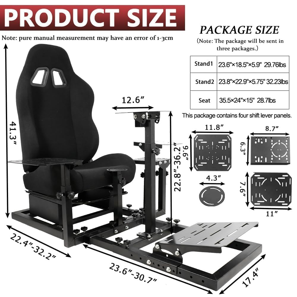 Racing & Flight Simulator Cockpit with Black Seat
