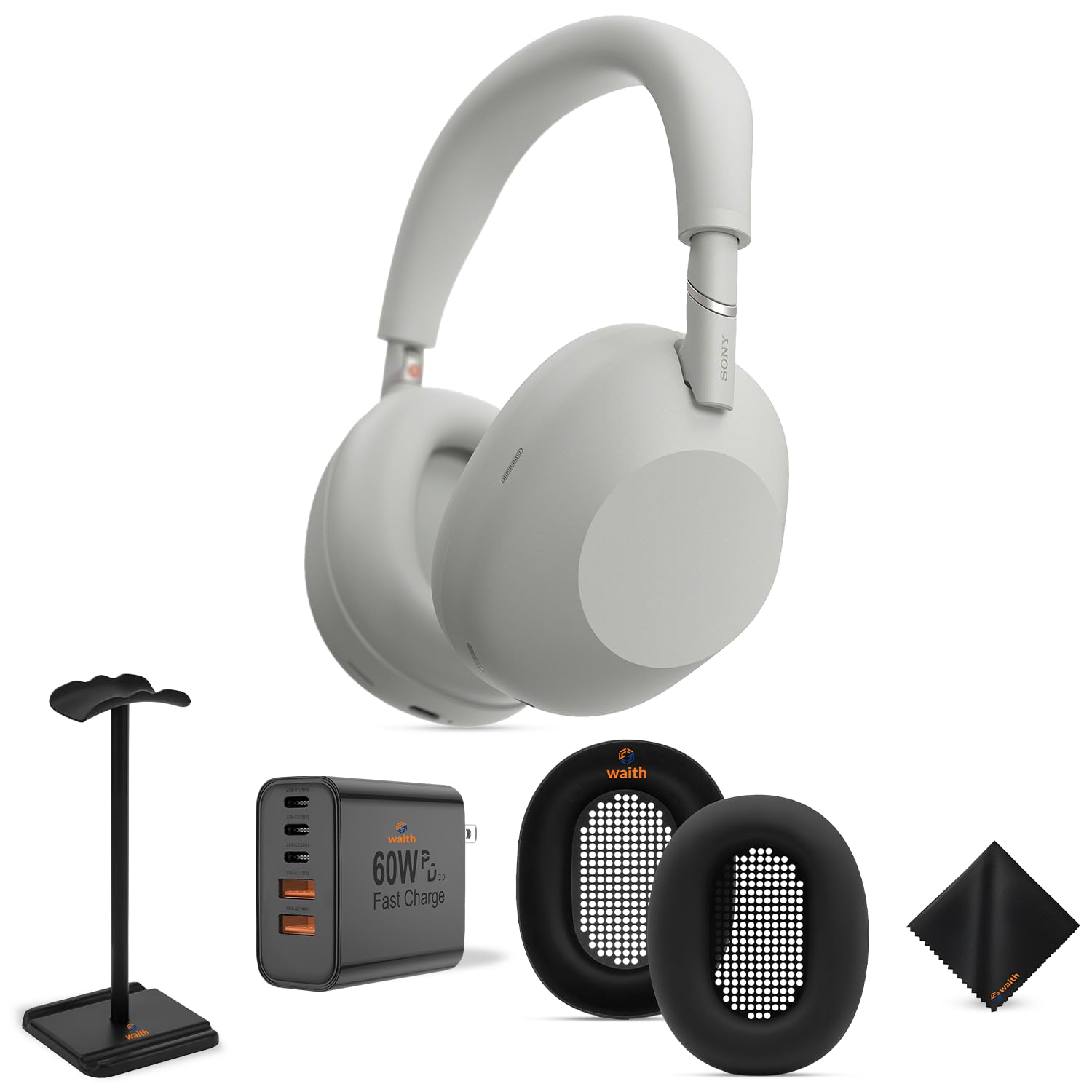 Noise-Cancelling Over-Ear Headphones, Silver