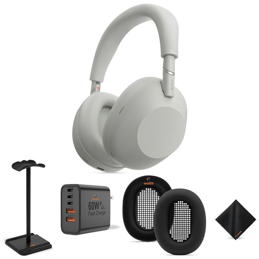 Noise-Cancelling Over-Ear Headphones, Silver