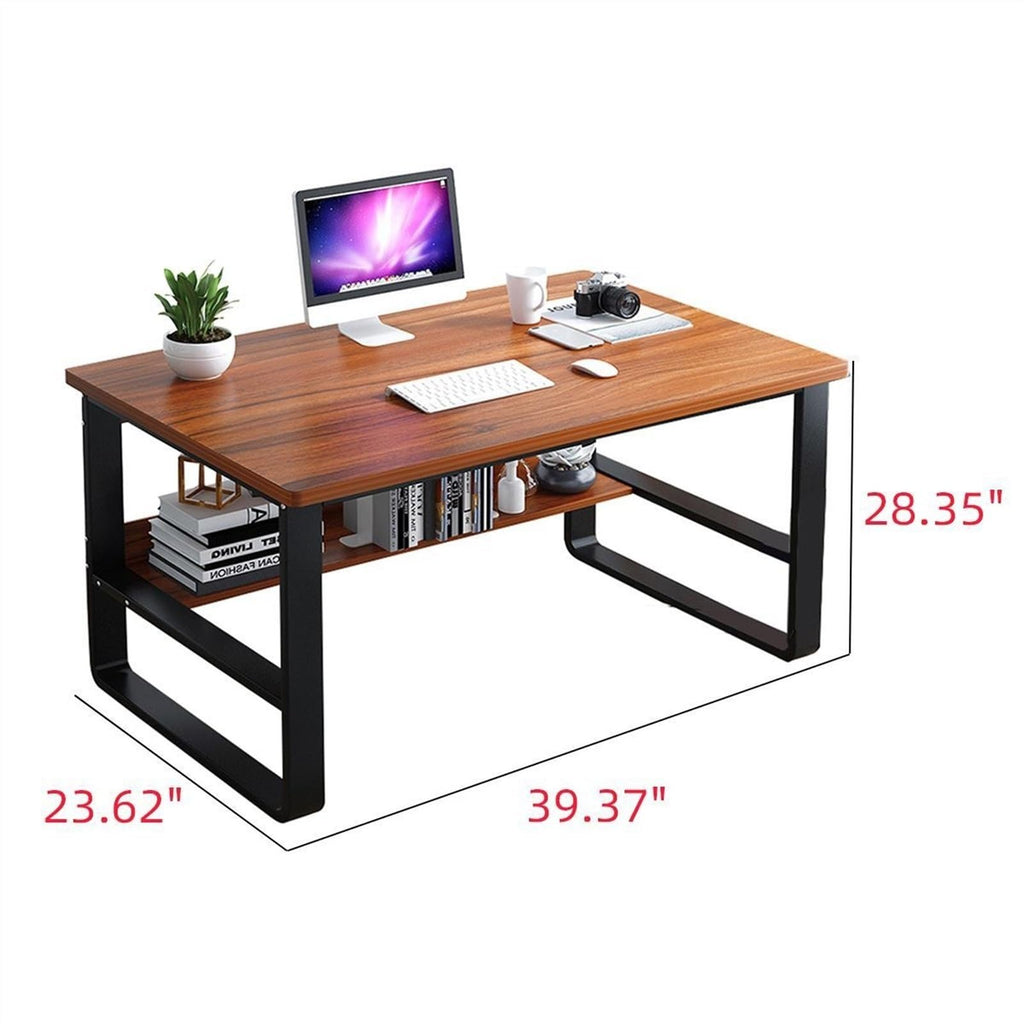 Corner Computer Desk with Storage Rack