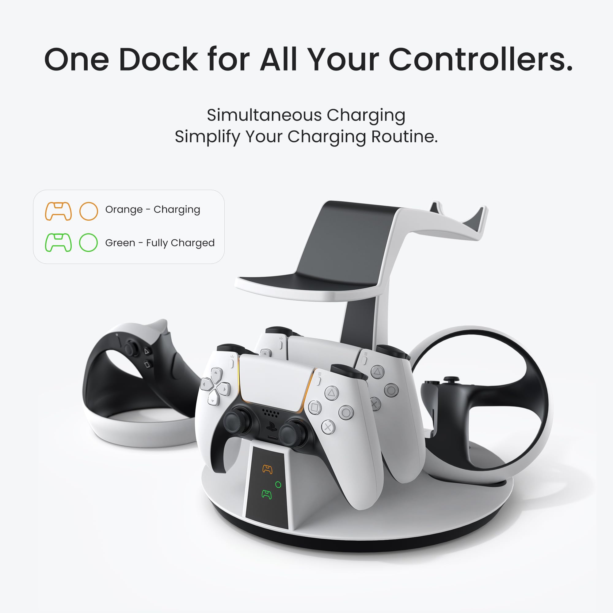 KIWI design D2 3-in-1 Controller Charging Station for PSVR2 and PS5