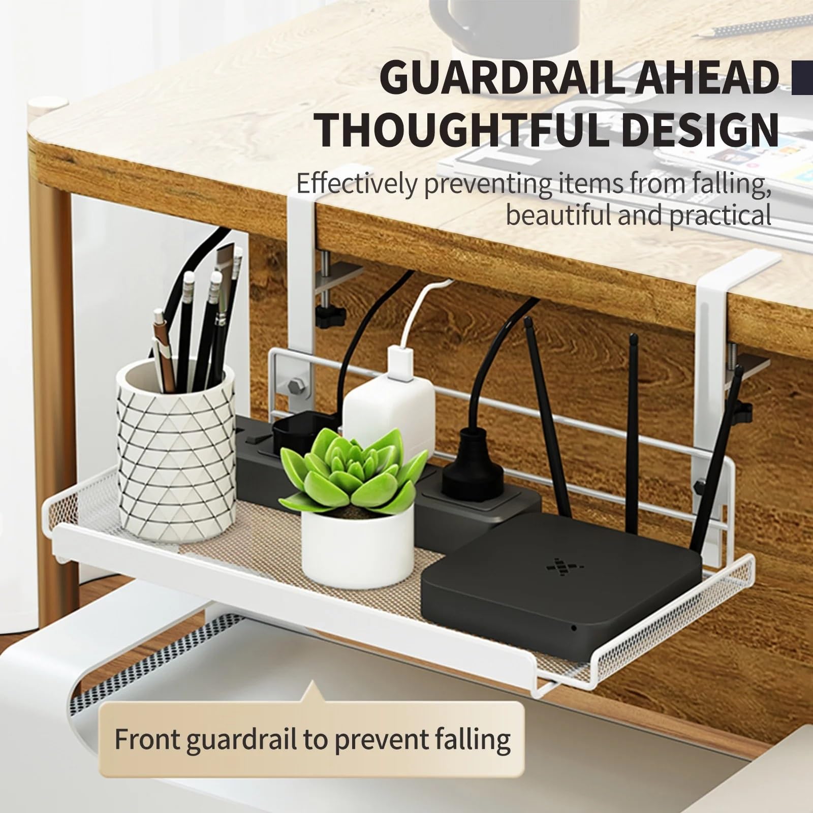 DUAYENDUS Metal Under Desk Cable Management Tray