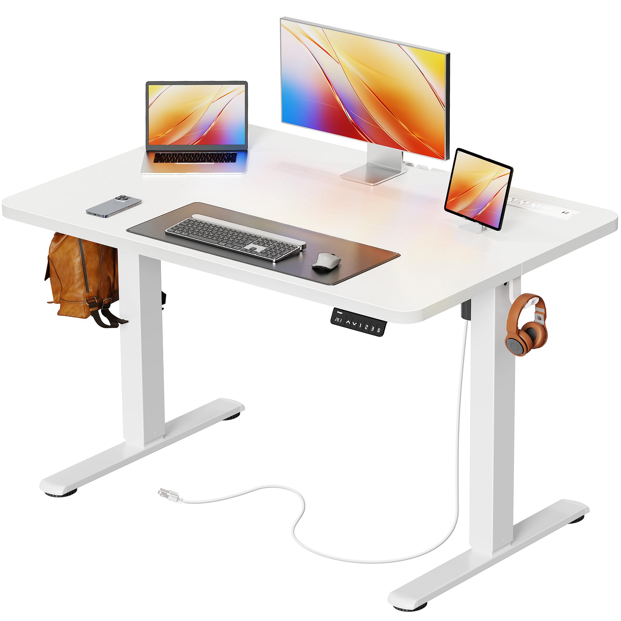 47-Inch Electric Height-Adjustable Gaming Desk with USB-C & Power Outlets
