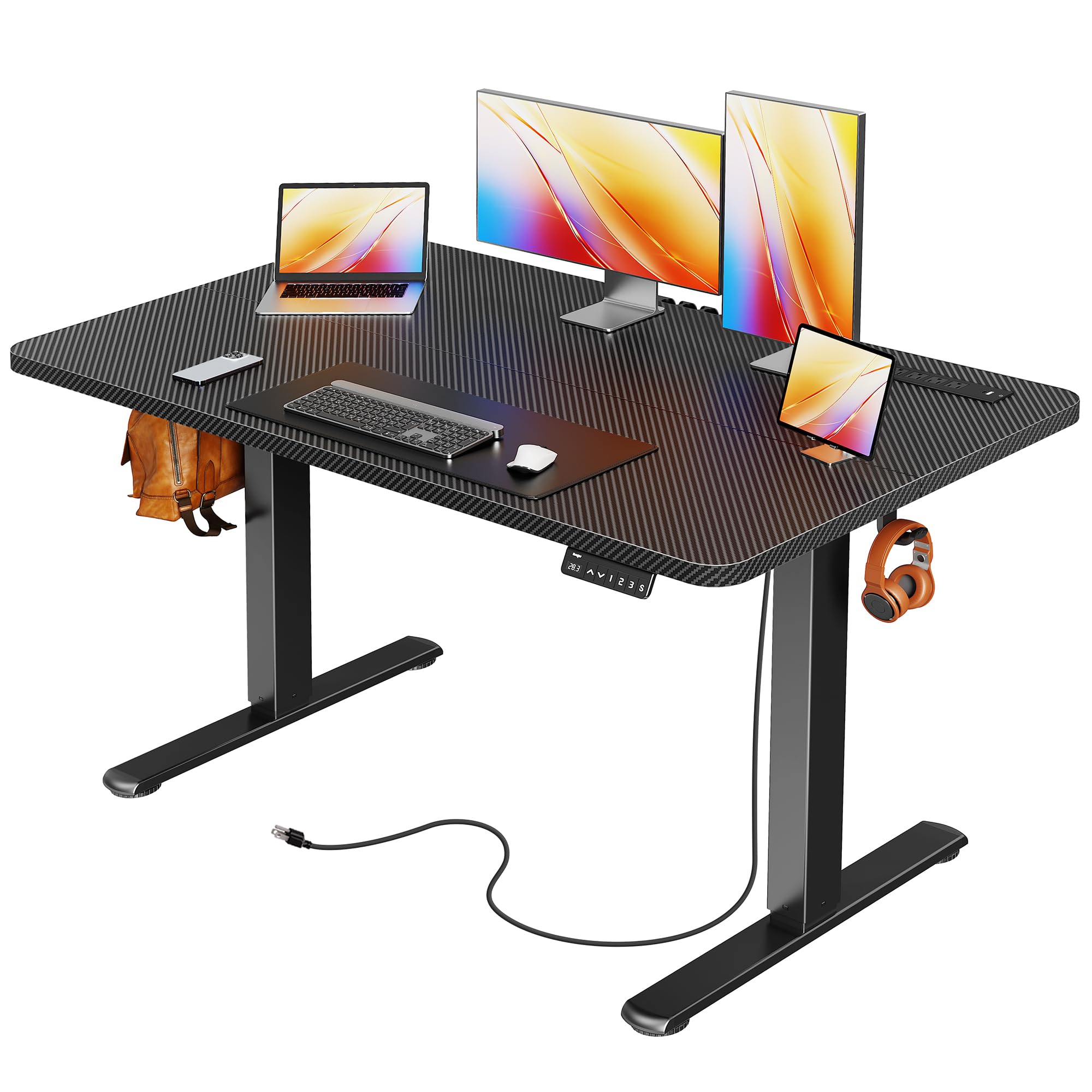 47-Inch Electric Height-Adjustable Gaming Desk with USB-C & Power Outlets