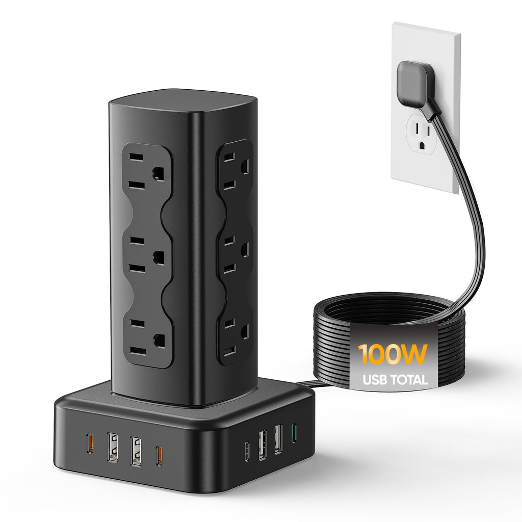 100W/160W Charging Station with 12 AC Outlets & 8 USB Ports