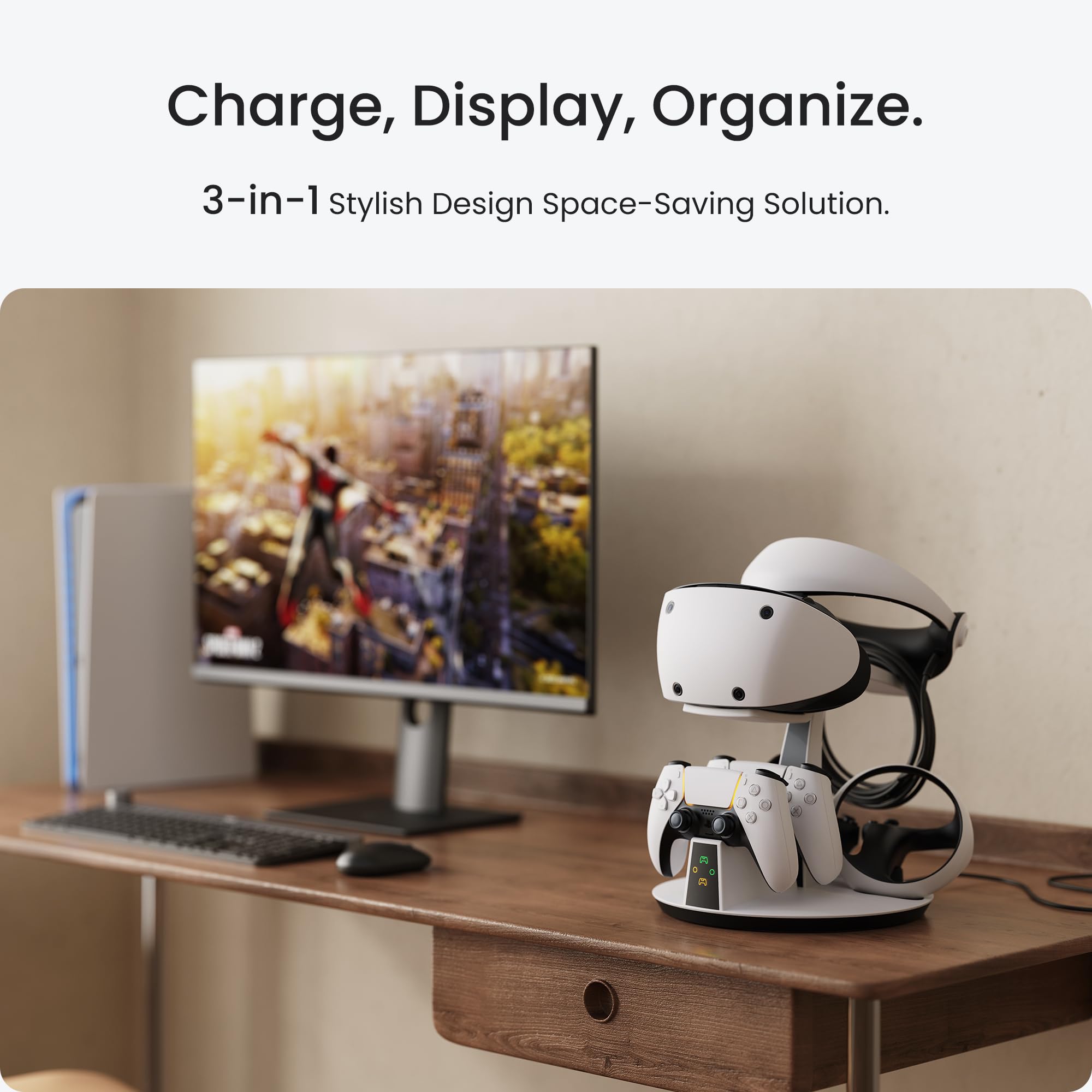KIWI design D2 3-in-1 Controller Charging Station for PSVR2 and PS5