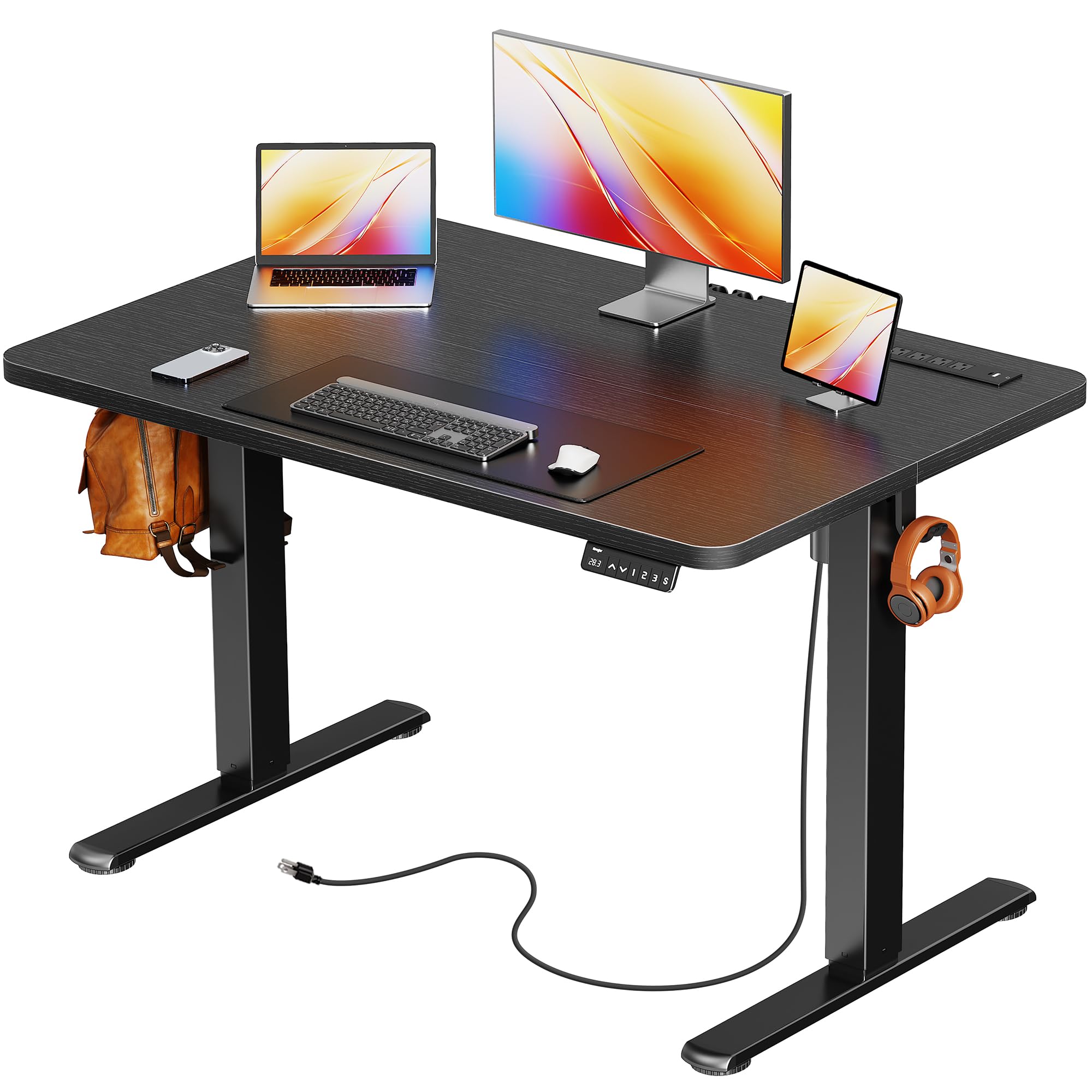 47-Inch Electric Height-Adjustable Gaming Desk with USB-C & Power Outlets