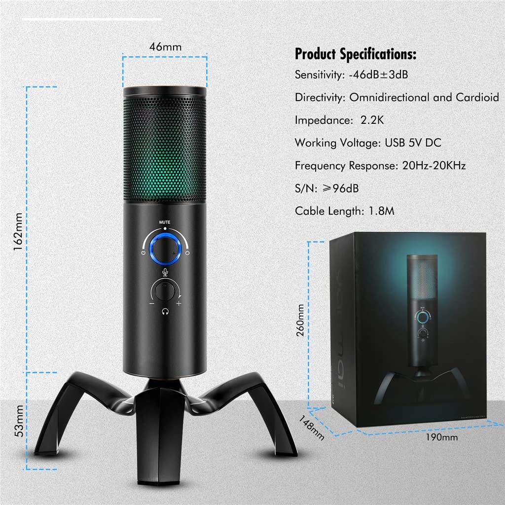 RGB USB Condenser Microphone for Gaming & Streaming