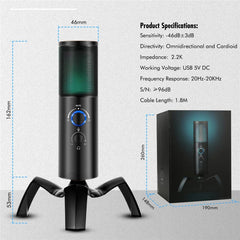 RGB USB Condenser Microphone for Gaming & Streaming