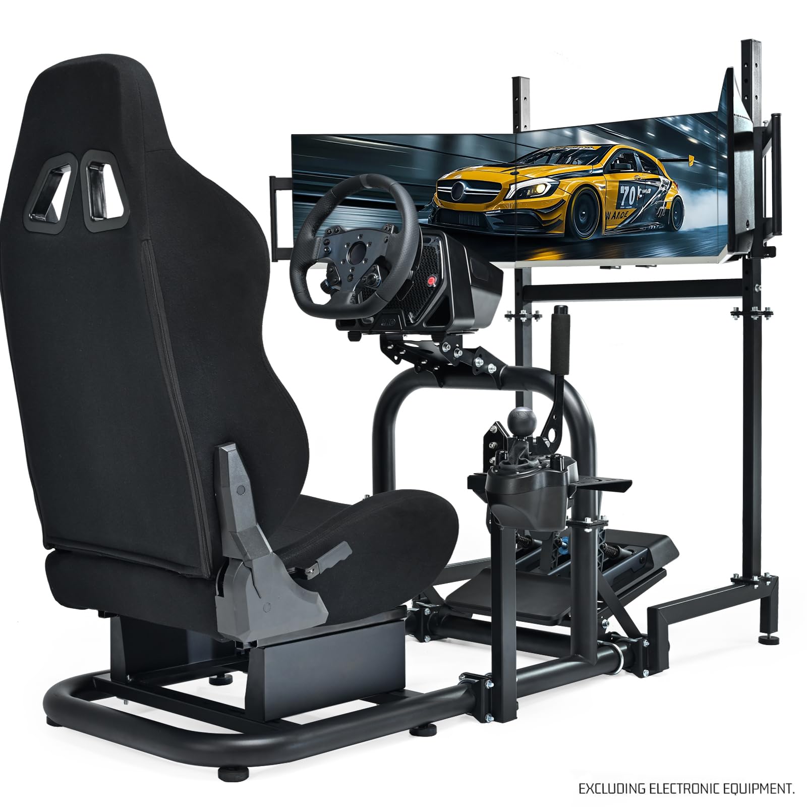 Sim Racing Cockpit with Triple Monitor Mount & Seat