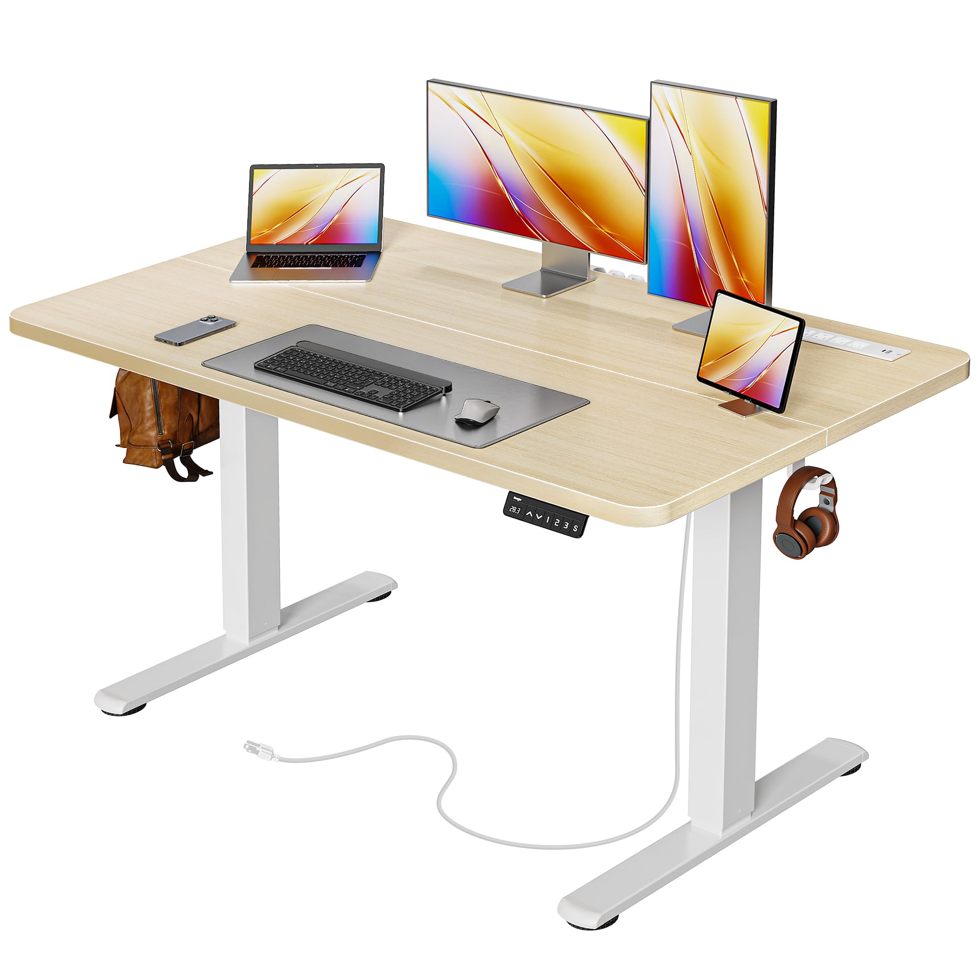 47-Inch Electric Height-Adjustable Gaming Desk with USB-C & Power Outlets