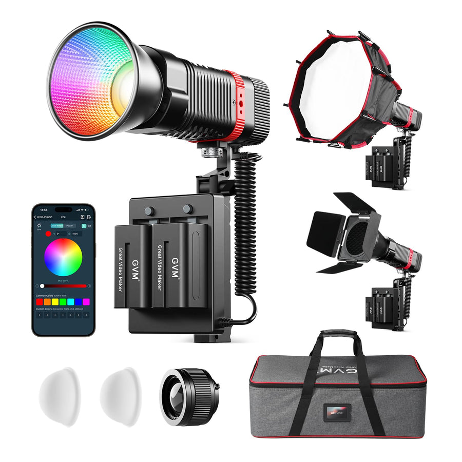 Portable RGB LED Video Light Kit, 3-Pack