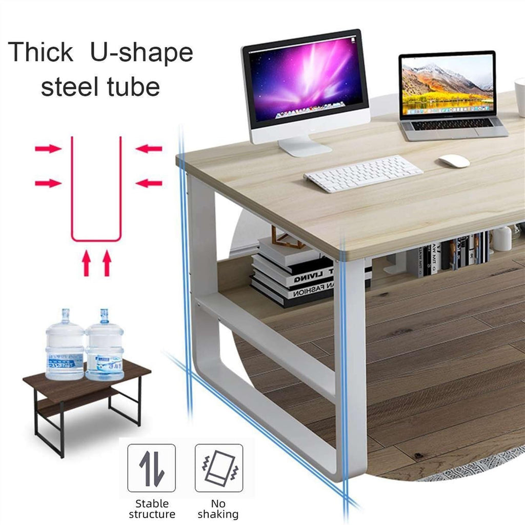Corner Computer Desk with Storage Rack