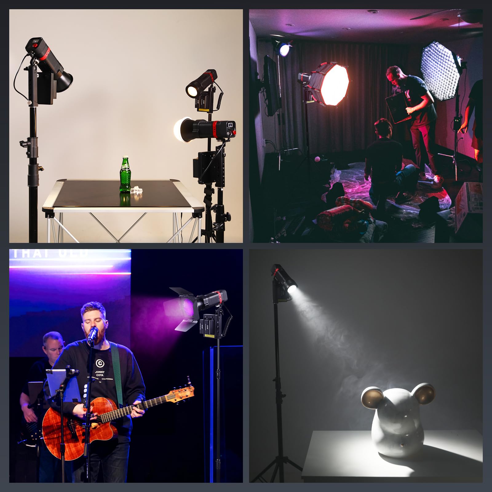 Portable RGB LED Video Light Kit, 3-Pack