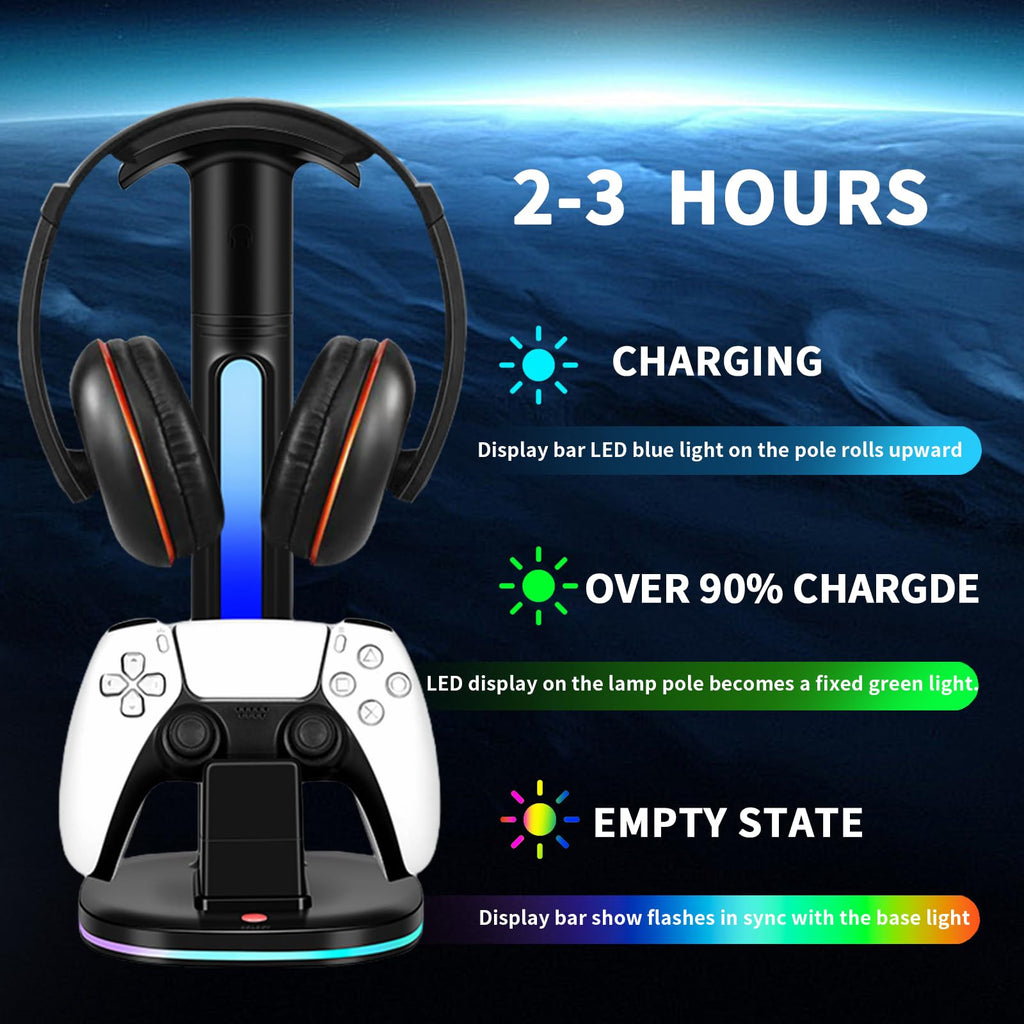 Headphone Stand with Controller Charger