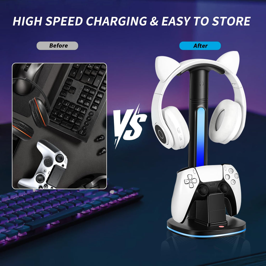 Headphone Stand with Controller Charger