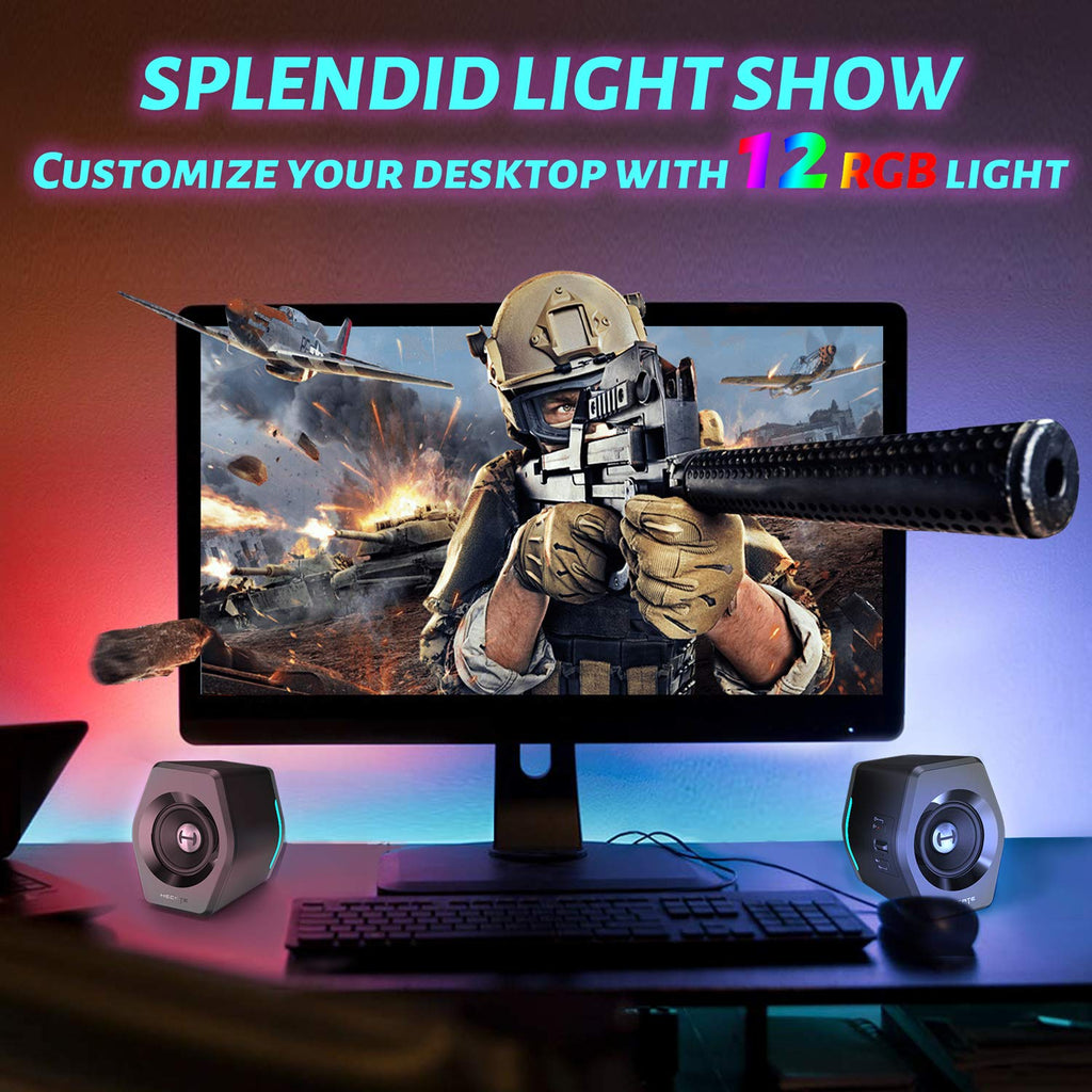 32W RGB Gaming Desktop Speakers with Bluetooth