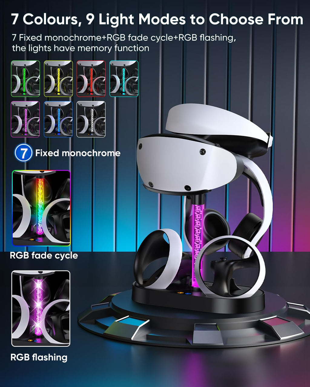 FASTSNAIL RGB Charging Stand & Storage Station for PlayStation VR2